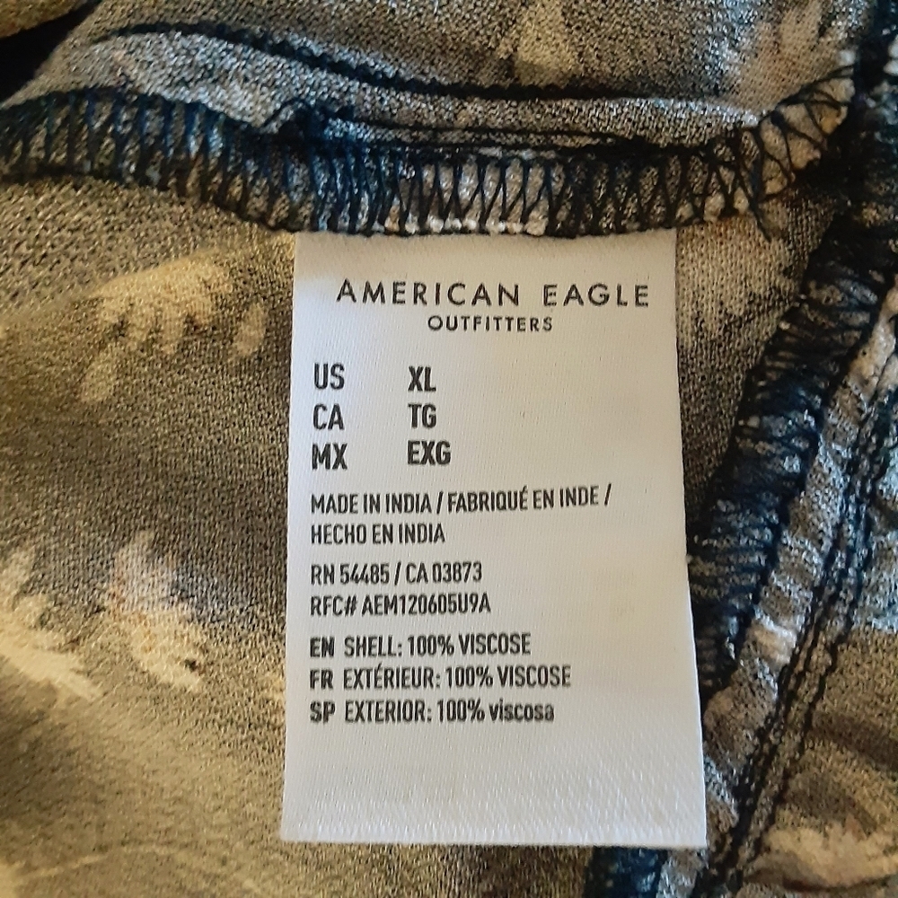 American Eagle XL Black Floral Babydoll Tunic Top Boho Peasant Long Sleeve - Picture 12 of 15